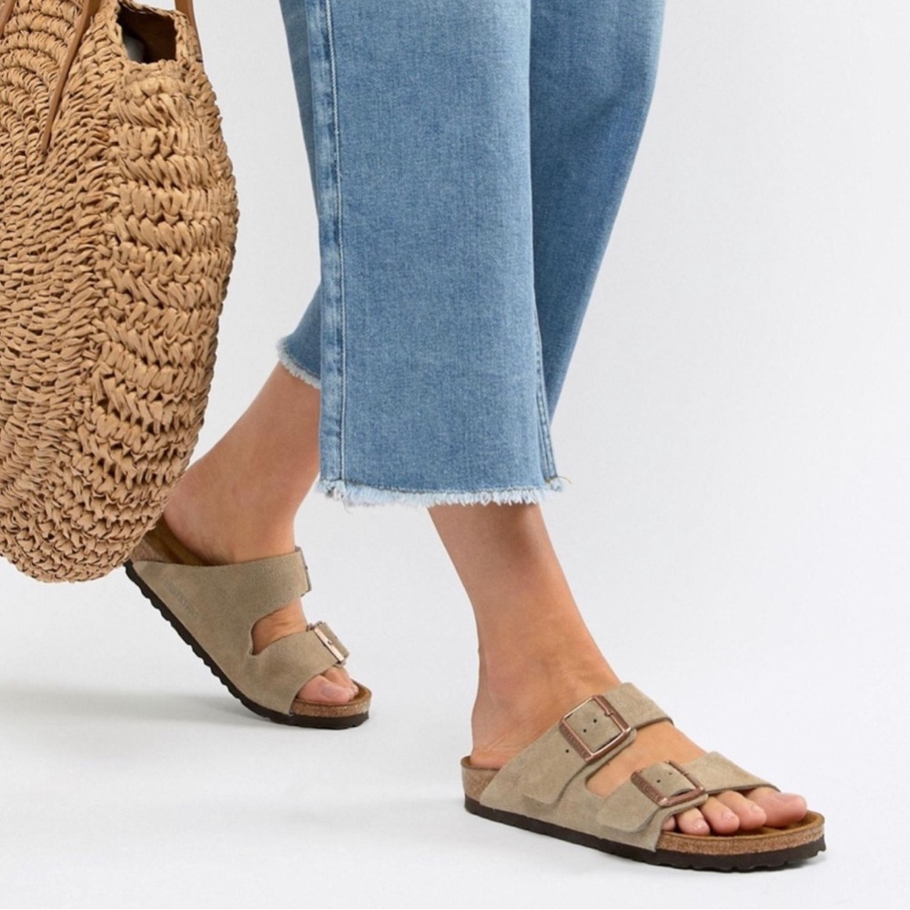 Birkenstock Arizona Suede Taupe soft footbed 37